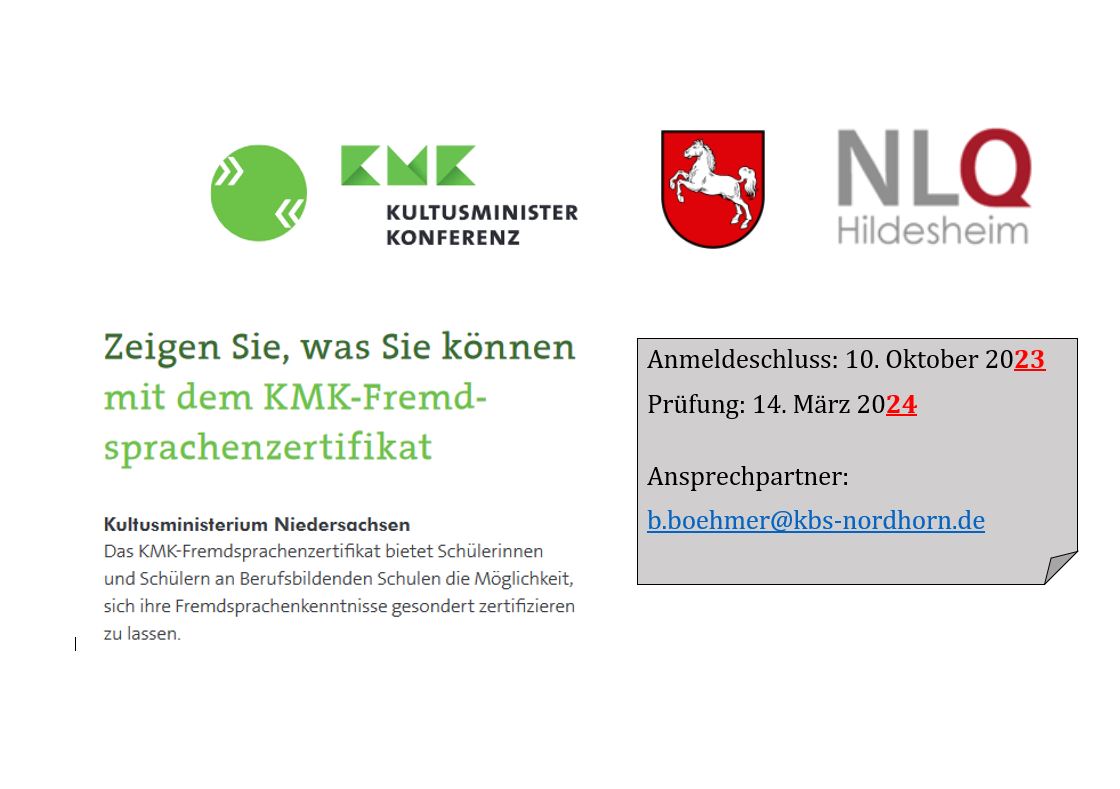 You are currently viewing KMK-Fremdsprachenzertifikat<br>Anmeldeschluss: 10.10.2023<br>Prüfung: 14.03.2024