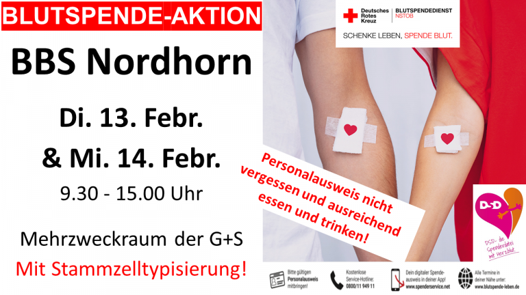 Read more about the article Blutspende-Aktion<br>Di.13. Februar & Mi. 14. Februar